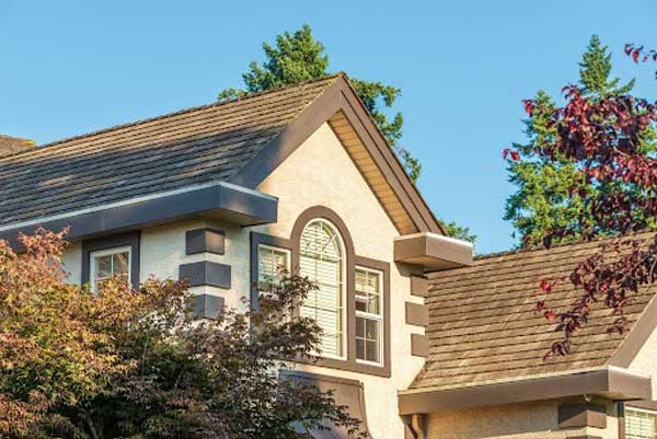 Beautiful exterior and roof of a newly built home.