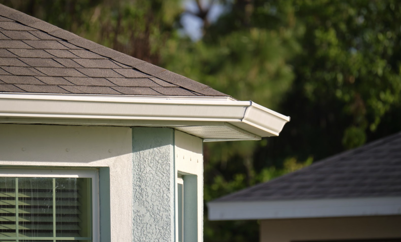 roof with shingles and gutter and facia brand new